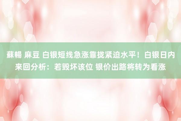 蘇暢 麻豆 白银短线急涨靠拢紧迫水平！白银日内来回分析：若毁坏该位 银价出路将转为看涨