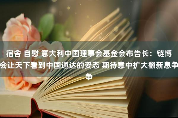 宿舍 自慰 意大利中国理事会基金会布告长：链博会让天下看到中国通达的姿态 期待意中扩大翻新息争