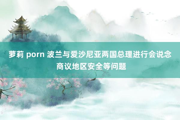 萝莉 porn 波兰与爱沙尼亚两国总理进行会说念 商议地区安全等问题
