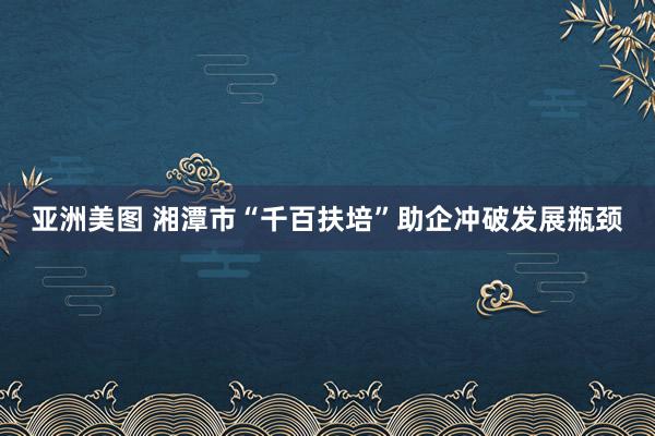 亚洲美图 湘潭市“千百扶培”助企冲破发展瓶颈