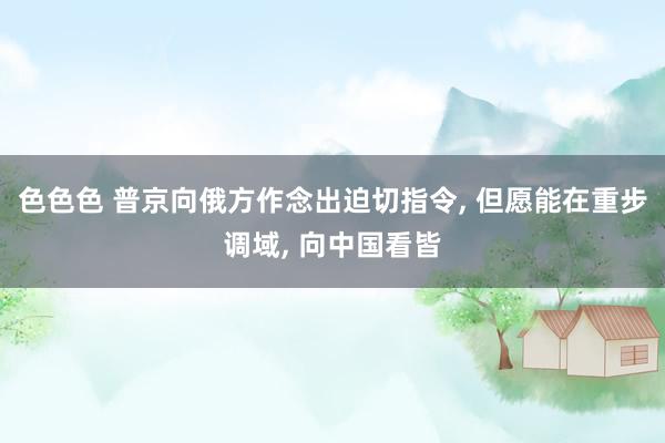 色色色 普京向俄方作念出迫切指令， 但愿能在重步调域， 向中国看皆