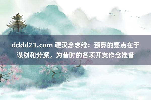 dddd23.com 硬汉念念维：预算的要点在于谋划和分派，为昔时的各项开支作念准备