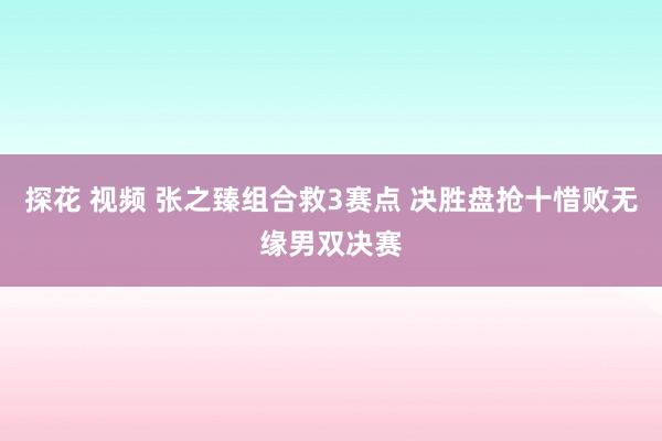探花 视频 张之臻组合救3赛点 决胜盘抢十惜败无缘男双决赛