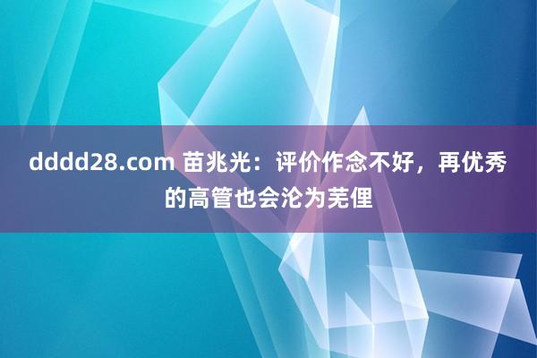 dddd28.com 苗兆光：评价作念不好，再优秀的高管也会沦为芜俚