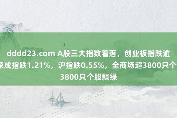 dddd23.com A股三大指数着落，创业板指跌逾2%，深成指跌1.21%，沪指跌0.55%，全商场超3800只个股飘绿