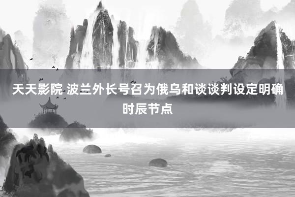 天天影院 波兰外长号召为俄乌和谈谈判设定明确时辰节点
