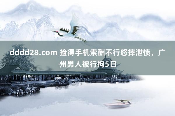 dddd28.com 捡得手机索酬不行怒摔泄愤，广州男人被行拘5日