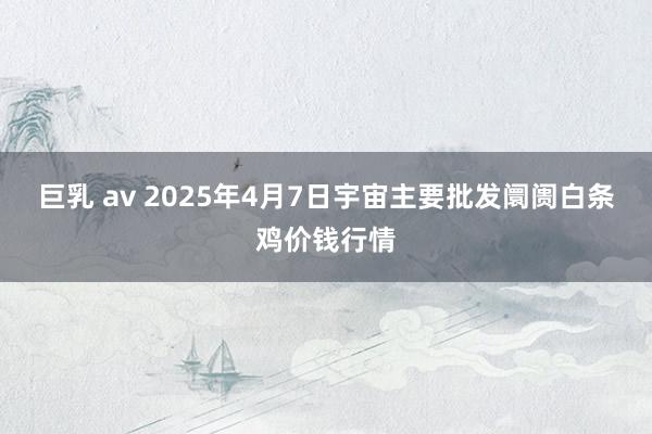 巨乳 av 2025年4月7日宇宙主要批发阛阓白条鸡价钱行情
