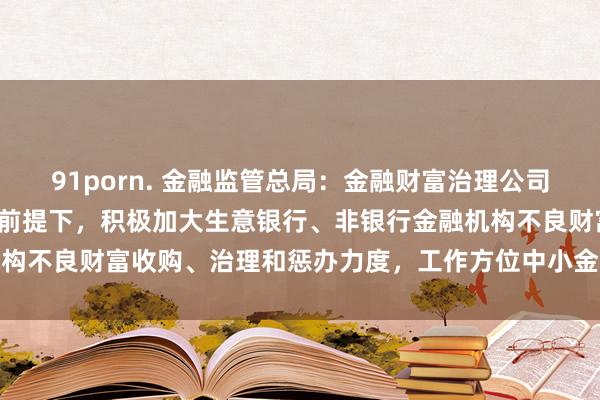 91porn. 金融监管总局：金融财富治理公司在风险可控、生意可抓续前提下，积极加大生意银行、非银行金融机构不良财富收购、治理和惩办力度，工作方位中小金融机构校正化险