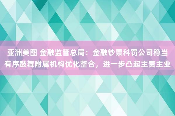 亚洲美图 金融监管总局：金融钞票科罚公司稳当有序鼓舞附属机构优化整合，进一步凸起主责主业