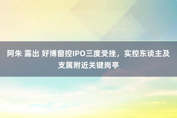阿朱 露出 好博窗控IPO三度受挫，实控东谈主及支属附近关键岗亭