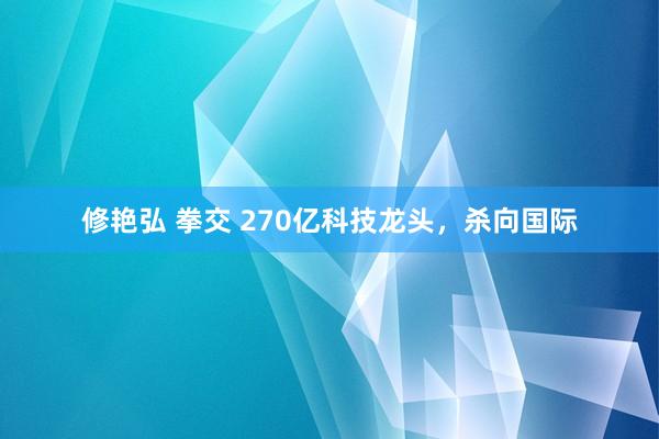 修艳弘 拳交 270亿科技龙头，杀向国际