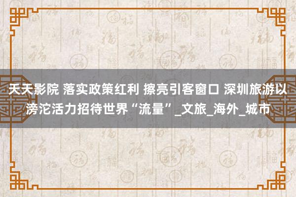 天天影院 落实政策红利 擦亮引客窗口 深圳旅游以滂沱活力招待世界“流量”_文旅_海外_城市