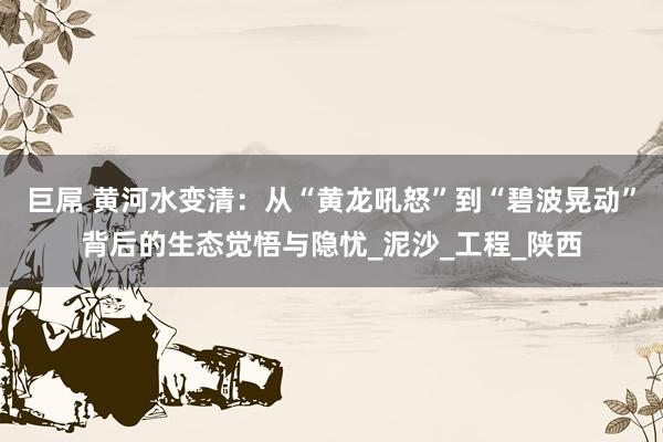 巨屌 黄河水变清：从“黄龙吼怒”到“碧波晃动”背后的生态觉悟与隐忧_泥沙_工程_陕西