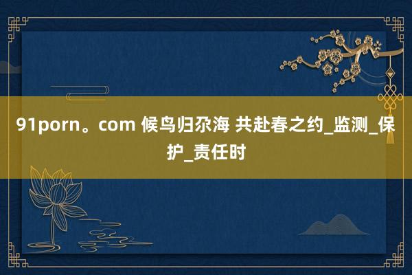 91porn。com 候鸟归尕海 共赴春之约_监测_保护_责任时