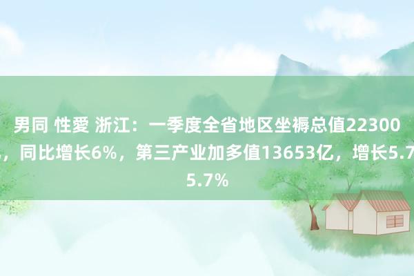 男同 性愛 浙江：一季度全省地区坐褥总值22300亿，同比增长6%，第三产业加多值13653亿，增长5.7%