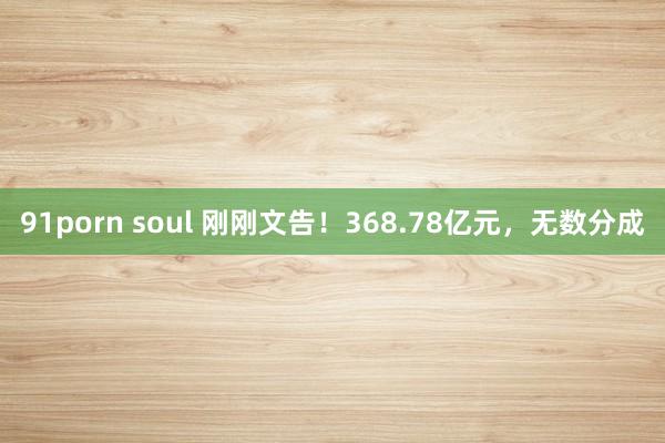 91porn soul 刚刚文告！368.78亿元，无数分成